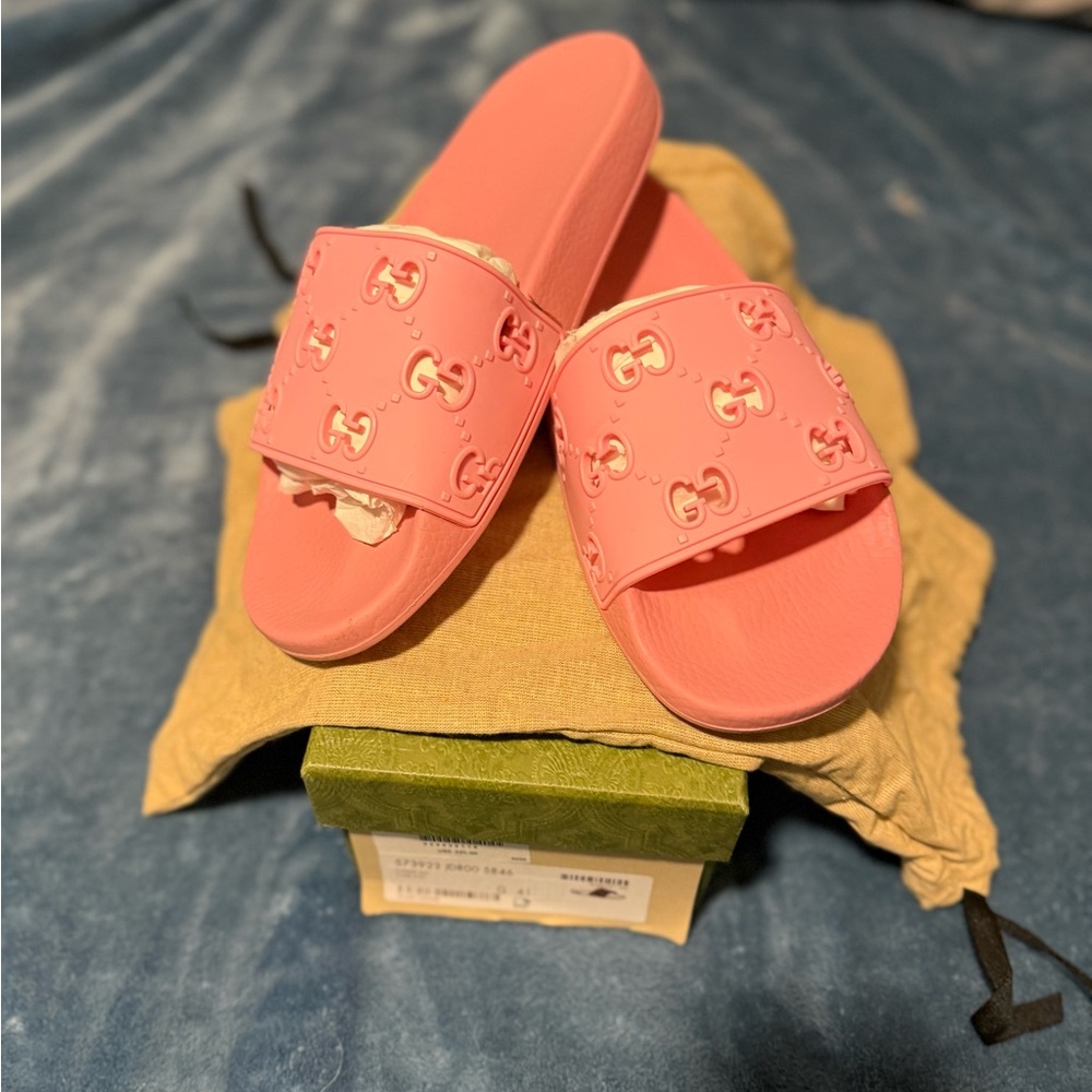 Gucci Pink Slide Sandals